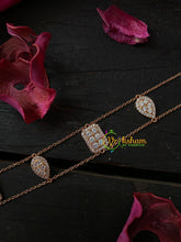 Gold Daily Wear AD Stone Bracelet Chain-Pear Rectangle-G4164